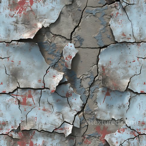 Cracked & Holes Texture of Cracked & Peeling Light Blue Painted Plaster Wall seamless Cracked & Holes PBR texture
