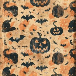 seamless Seamless 3D PBR Vintage Halloween Fabric Texture with Pumpkins and Bats texture 8k free download PBR