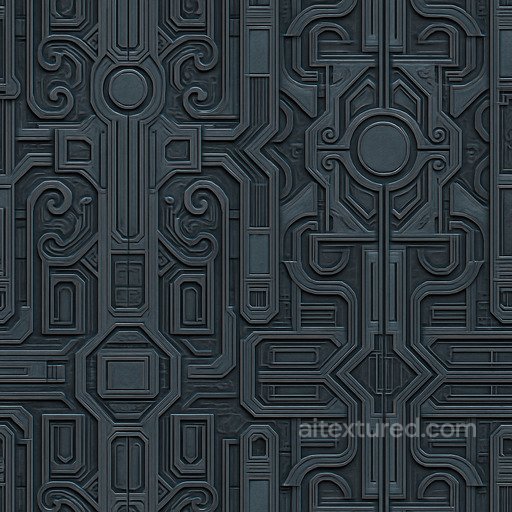 Ornate Futuristic Panel Seamless Texture seamless Sci-fi PBR texture