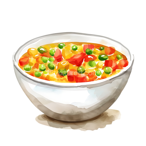 Breakfast Mung Bean Stew Bowl Illustration with Colorful Vegetables