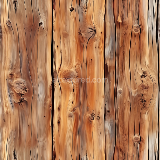 Seamless 3D PBR Texture of Distressed Pine Wood Planks with Knots and Grain Detail