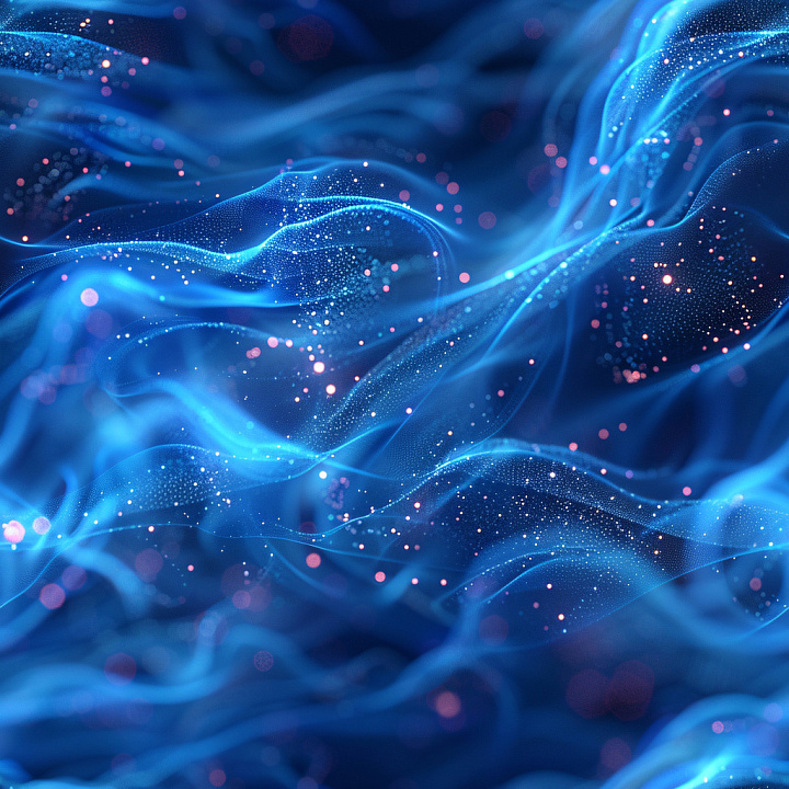 Glossy Blue Flowing Waves with Glittering Sparkles seamless PBR texture preview