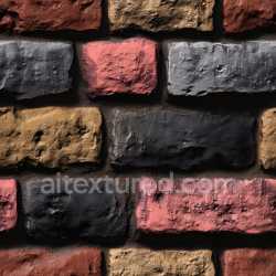 seamless Seamless 3D Cracked Multicolor Brick Wall PBR Texture with Rough Surface texture 8k free download PBR