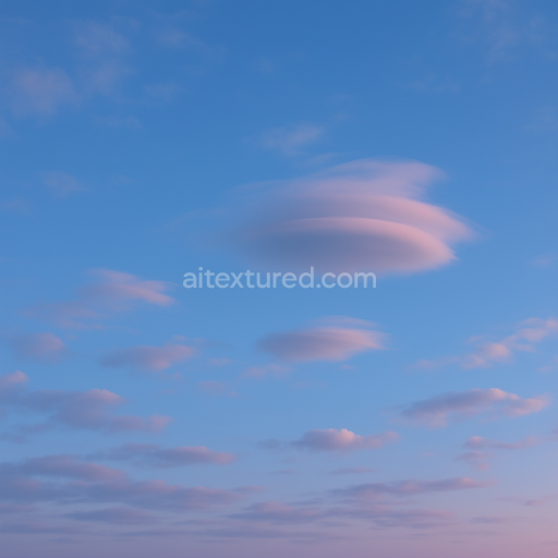 Seamless 8k PBR 3d texture of spring sky with blue hour lighting and soft lenticular clouds