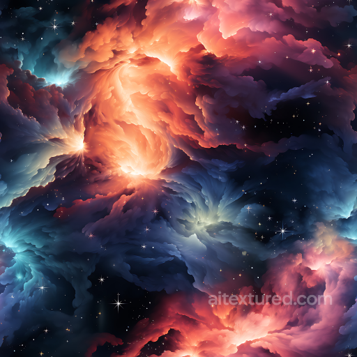 Nebula PBR Texture Featuring Glowing Cosmic Clouds and Starfield seamless Star, space, planets PBR texture
