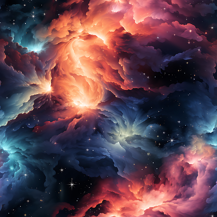 Nebula Featuring Glowing Cosmic Clouds and Starfield seamless PBR texture preview