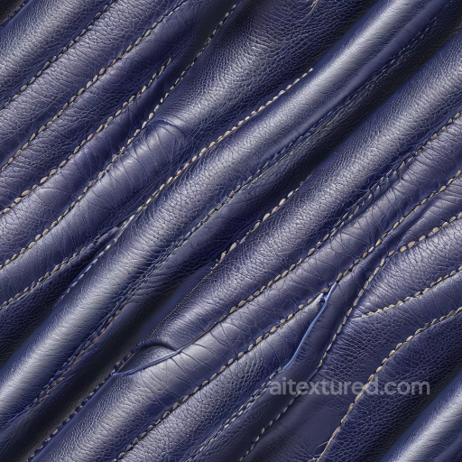 Navy Blue Stitched Grain Leather Texture with Wrinkles seamless Leather PBR texture