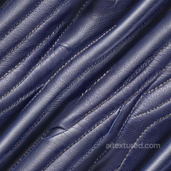 Navy Blue Stitched Grain Leather Texture with Wrinkles Leather texture preview