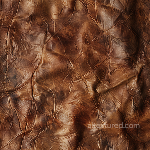 Distressed Brown Leather Seamless Texture with Deep Wrinkles and Patina seamless Leather PBR texture