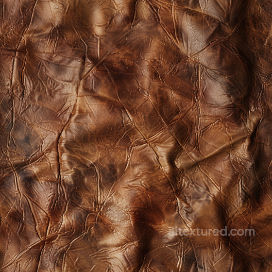 Distressed Brown Leather Seamless Texture with Deep Wrinkles and Patina Leather texture preview