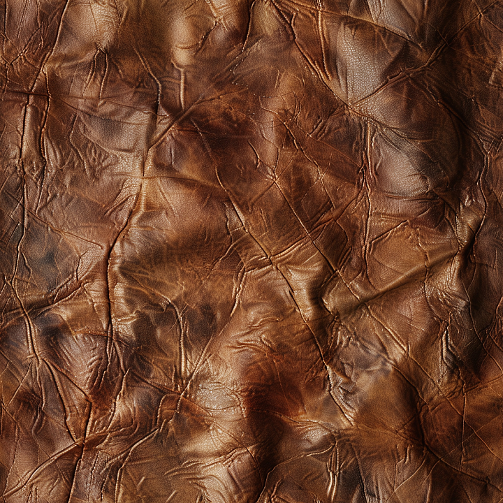 Distressed Brown Leather with Deep Wrinkles and Patina seamless PBR texture preview