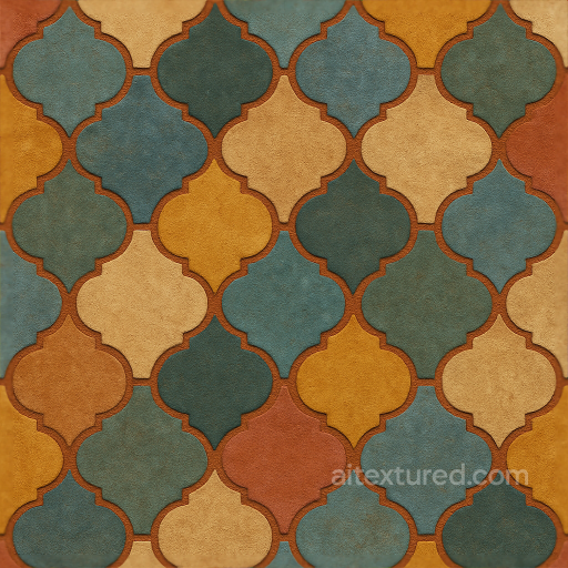 Moroccan Tiles Mosaic With Arabesque Patterns And Matte Finish seamless Mosaic PBR texture