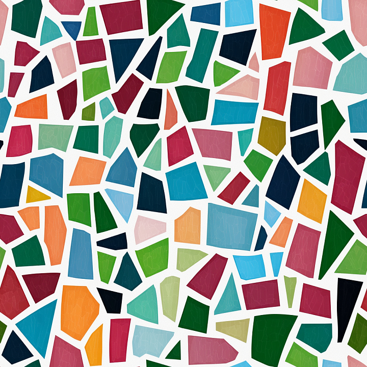 Mosaic with Vibrant Cracked Ceramic Tiles seamless PBR texture preview