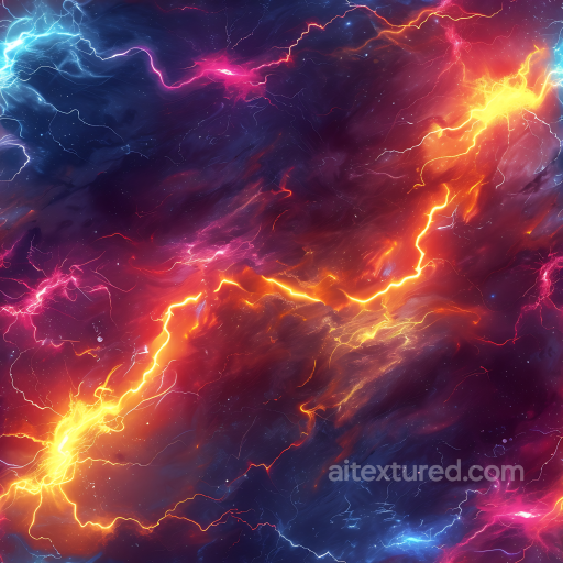 Space PBR Texture Featuring Vibrant Cosmic Nebula with Energetic Plasma Streaks seamless Star, space, planets PBR texture