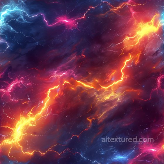 Space PBR Texture Featuring Cosmic Plasma and Electric Lightning Star, space, planets texture preview