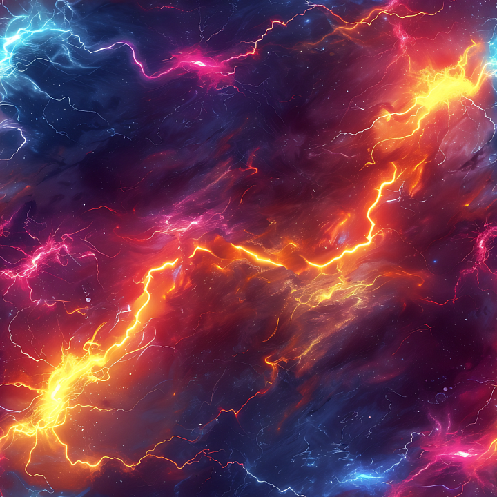 Space Featuring Vibrant Cosmic Nebula with Energetic Plasma Streaks seamless PBR texture preview