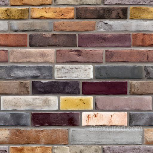 Multicolor Cracked and Weathered Brick Wall Seamless Texture seamless Brick PBR texture