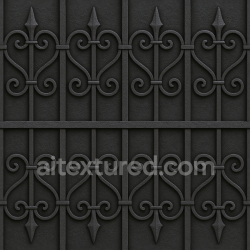 seamless Seamless 3d texture pbr 8k wrought iron fence with decorative iron and black iron finish texture 8k free download PBR