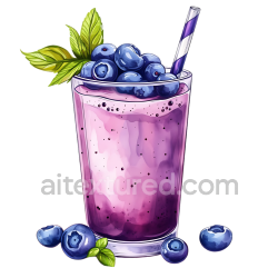 seamless Illustrated Blueberry Yogurt Smoothie Glass with Fresh Berries and Mint for Breakfast texture 8k free download PBR