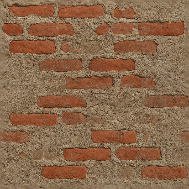 Red Brick Wall With Exposed Brick And Rough Concrete Details Photoreali… seamless PBR texture preview