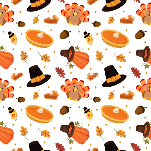 Pattern Bundle - Seamless 3D Pattern PBR Texture Featuring Cartoon Thanksgiving Motifs in Warm Fall Colors texture preview