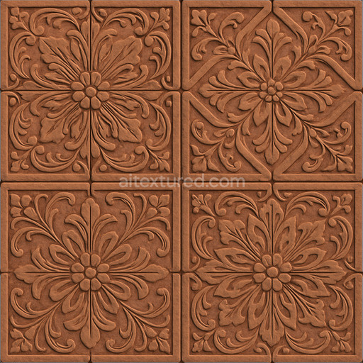 Ornate Clay Tiles Texture Seamless 1024X1024