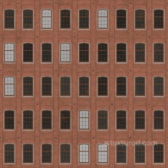 Red Brick Office Building Facade | Free PBR Brick texture preview
