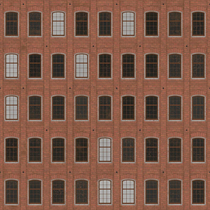 Red Brick Office Building Facade seamless PBR texture preview