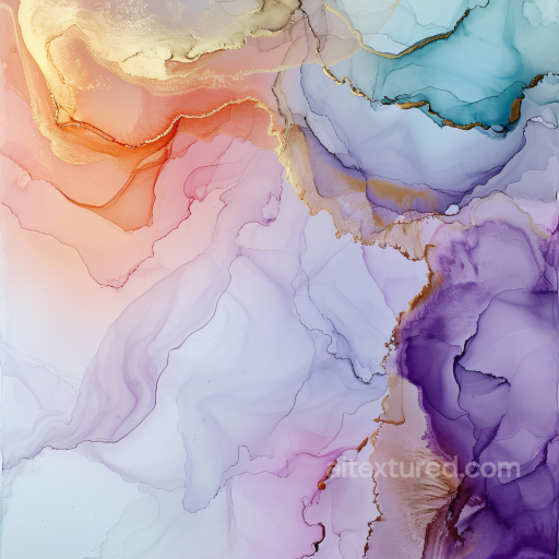 Alcohol Ink PBR Texture Featuring Pastel Hues and Elegant Gold Veining texture preview