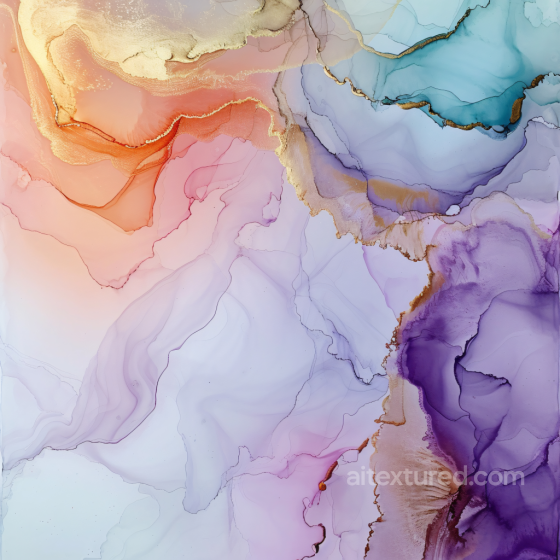 Alcohol Ink PBR Texture Featuring Pastel Hues and Elegant Gold Veining Alcohol ink texture preview