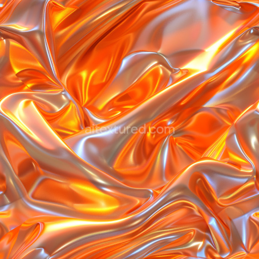 Seamless 3D PBR Texture of Orange-Glowing Glossy Satin Fabric
