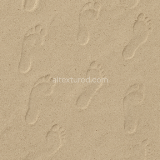 Seamless 3d texture pbr 8k dry sand with footprint fading and shallow human prints
