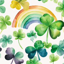 seamless Seamless 3D PBR Watercolor Shamrocks and Rainbow Pattern Texture texture 8k free download PBR
