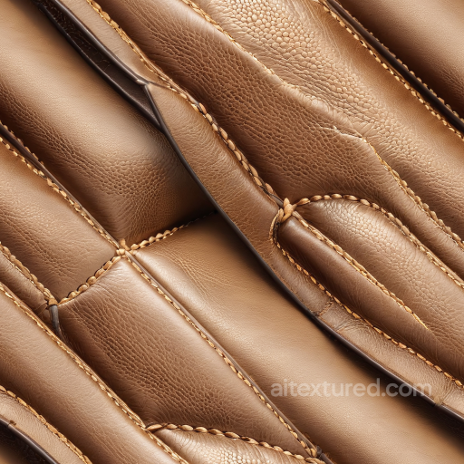 Tan Leather Upholstery Texture With Stitched Panels And Natural Grain seamless Leather PBR texture