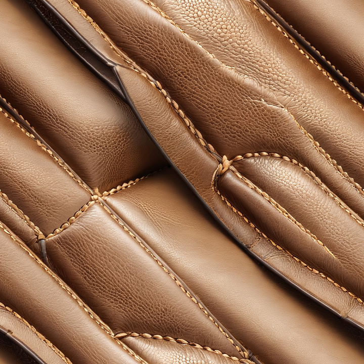 Tan Leather Upholstery With Stitched Panels And Natural Grain seamless PBR texture preview