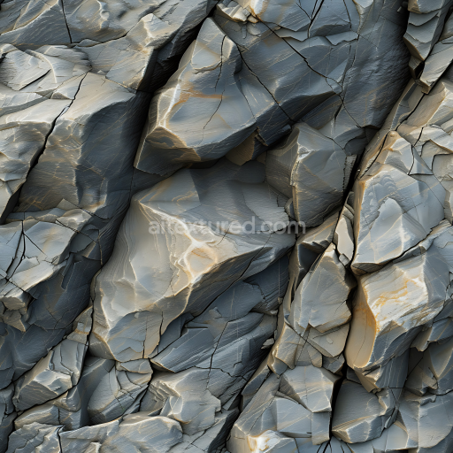 Preview — Seamless 3D PBR Texture of Sharp Fractured Cliff Rock with Cool Gray Tones