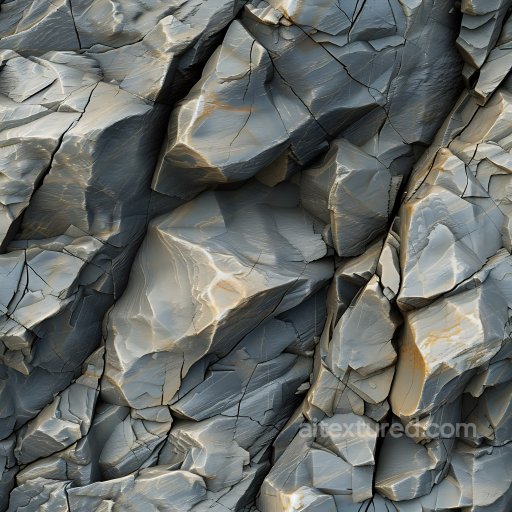 Stone Texture of Sharp Fractured Cliff Rock with Cool Gray Tones seamless Stone PBR texture