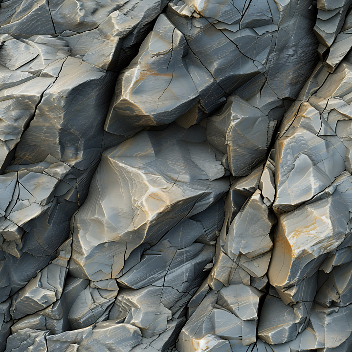 Stone of Sharp Fractured Cliff Rock with Cool Gray Tones seamless PBR texture preview