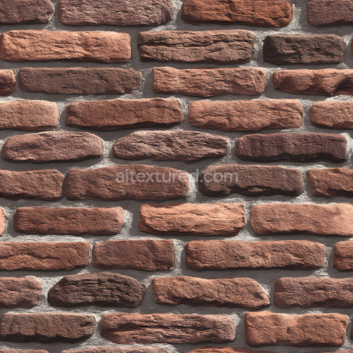 Seamless 3D Cracked Red Brick Wall PBR Texture with Rough Surface