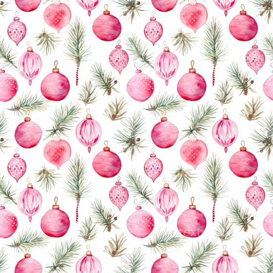 All Christmas Digital paper Texture of Watercolor Pink Christmas Ornaments with Pine Spri… All Christmas Digital paper texture preview