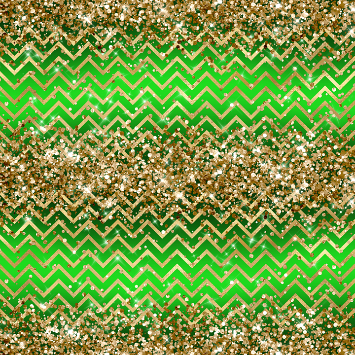 St Patrick of Green Chevron Pattern with Sparkling Gold Glitter seamless PBR texture preview