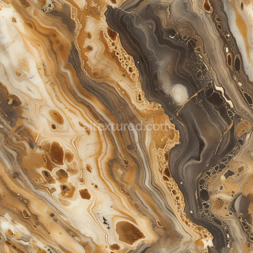 Seamless 3D Caramel and Bronze Marble PBR Texture with Fluid Vein Patterns