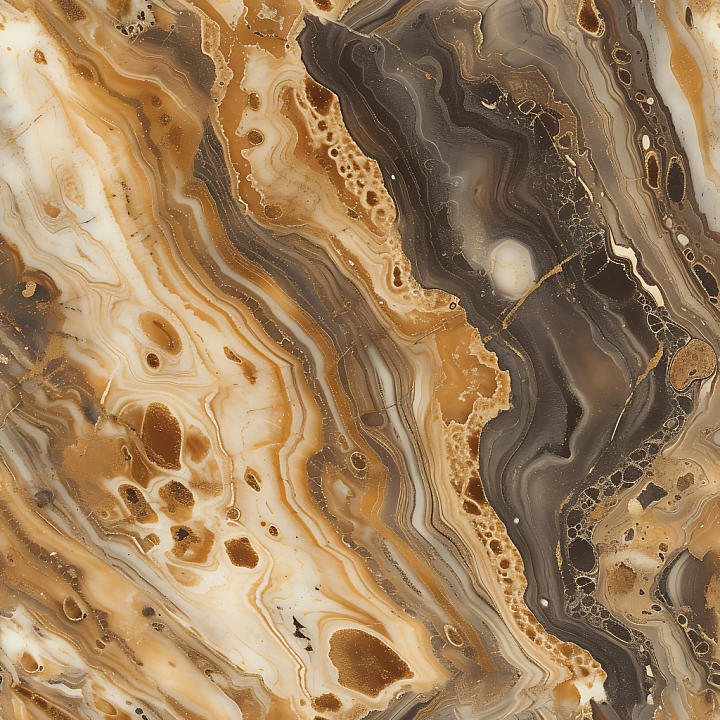 Caramel and Bronze Marble with Fluid Vein Patterns seamless PBR texture preview