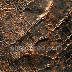 seamless Seamless 3D Crocodile Embossed Brown Leather PBR Texture with Glossy Finish texture 8k free download PBR