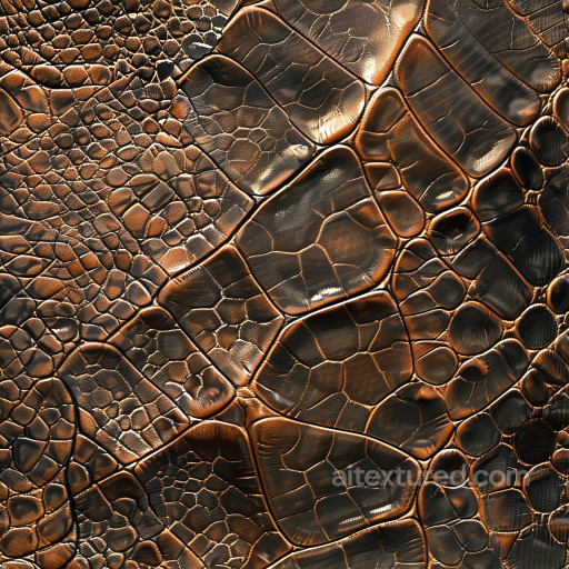 Crocodile Embossed Brown Leather PBR Texture with Glossy Finish seamless Leather PBR texture