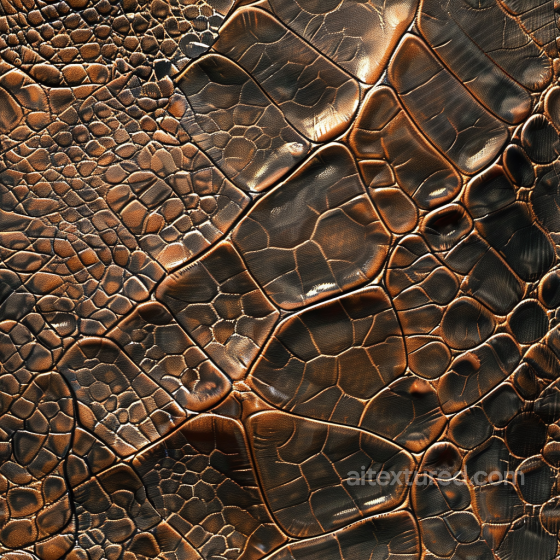 Crocodile Embossed Brown Leather PBR Texture with Glossy Finish Leather texture preview