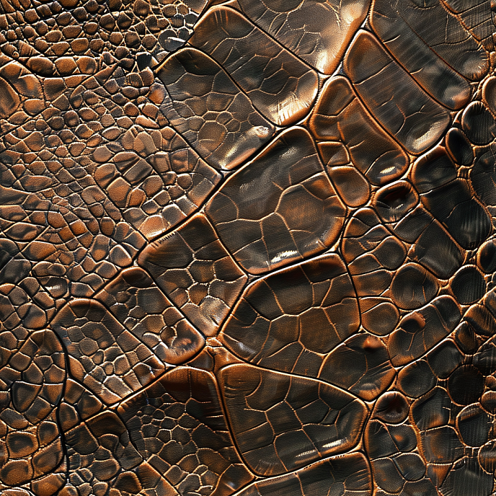 Crocodile Embossed Brown Leather with Glossy Finish seamless PBR texture preview