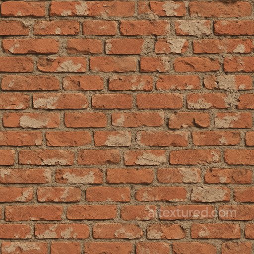 Weathered Brick Wall With Chips seamless Brick PBR texture