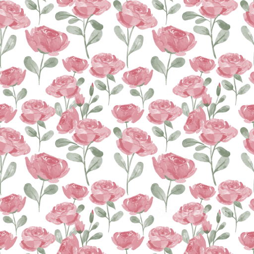 Pink Watercolor Floral Fabric Texture with Soft Leaves seamless Pink Flower PBR texture