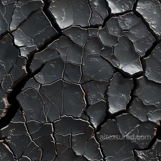 Cracked Black Soil Texture with Deep Fractures and Glossy Surface Cracked & Holes texture preview